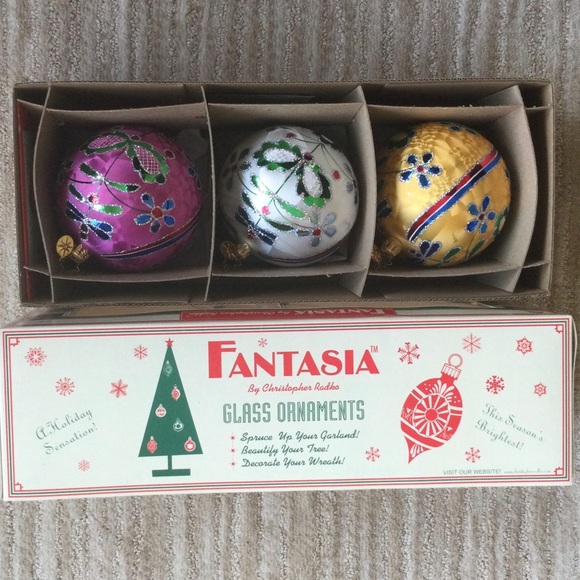 Christopher Radko Other - CHRISTOPHER RADKO FANTASIA SET OF 3 ALPINE FLORAL 02-0047-0 IN ORIGINAL BOX